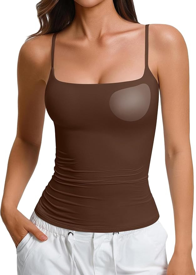 Avidlove Womens Padded Cami Tank Tops Double Lined Spaghetti Strap Built in Bra Shirts Slim Fitte... | Amazon (US)