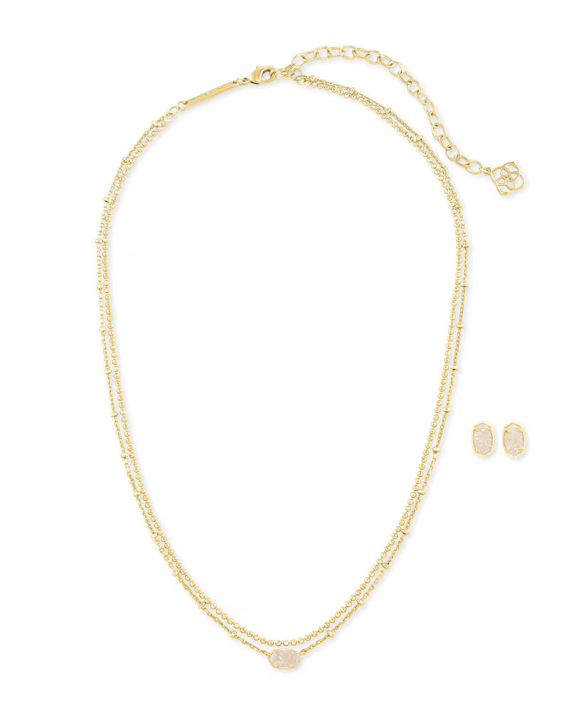 Emilie Multi Strand Necklace & Earrings Gift Set in Iridescent Drusy | Kendra Scott