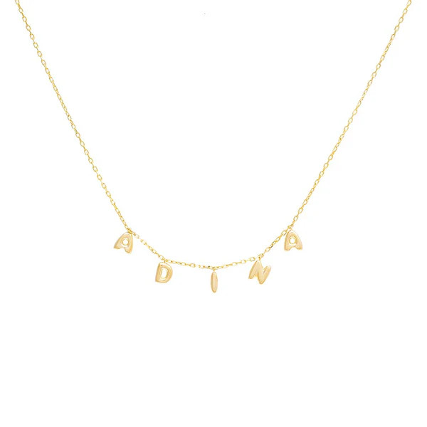 Solid Bubble Letter Dangling Name Necklace | Adina Eden