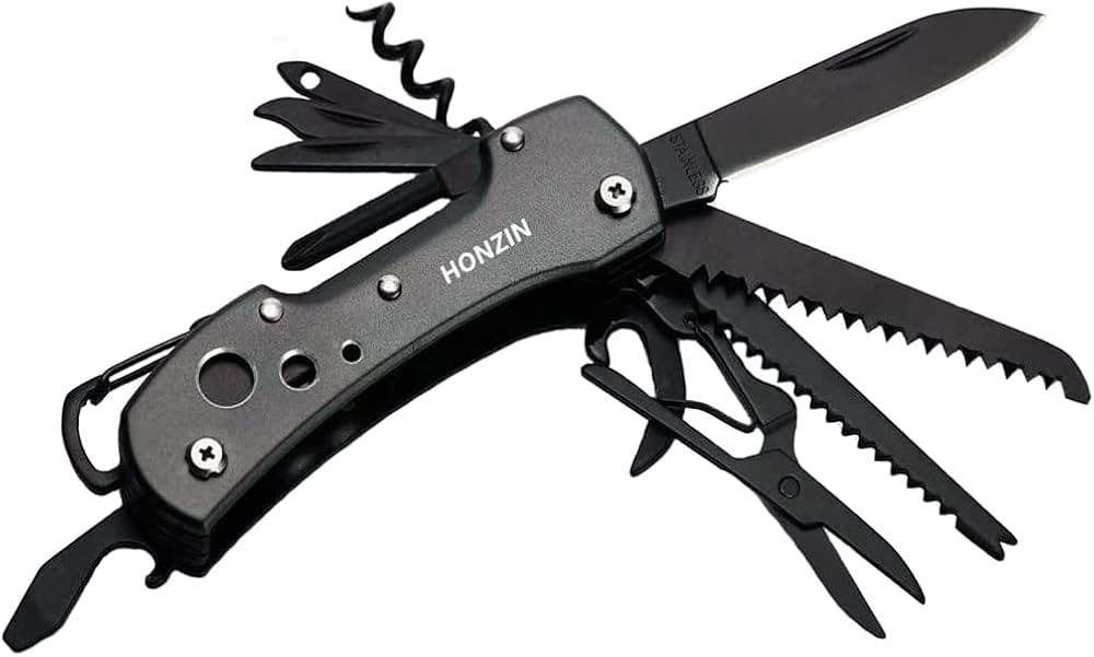 HONZIN Multitool Knife, Swiss Style Multi Function Folding Pocket Knife - for Every Day use, Camping, Outdoor, Survival and Fishing, Gifts for Dad Men | Amazon (US)