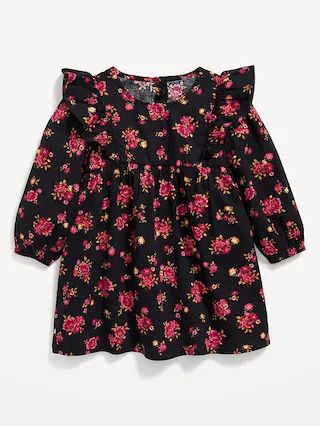Long-Sleeve Ruffle-Trim Floral Dress for Baby | Old Navy (US)