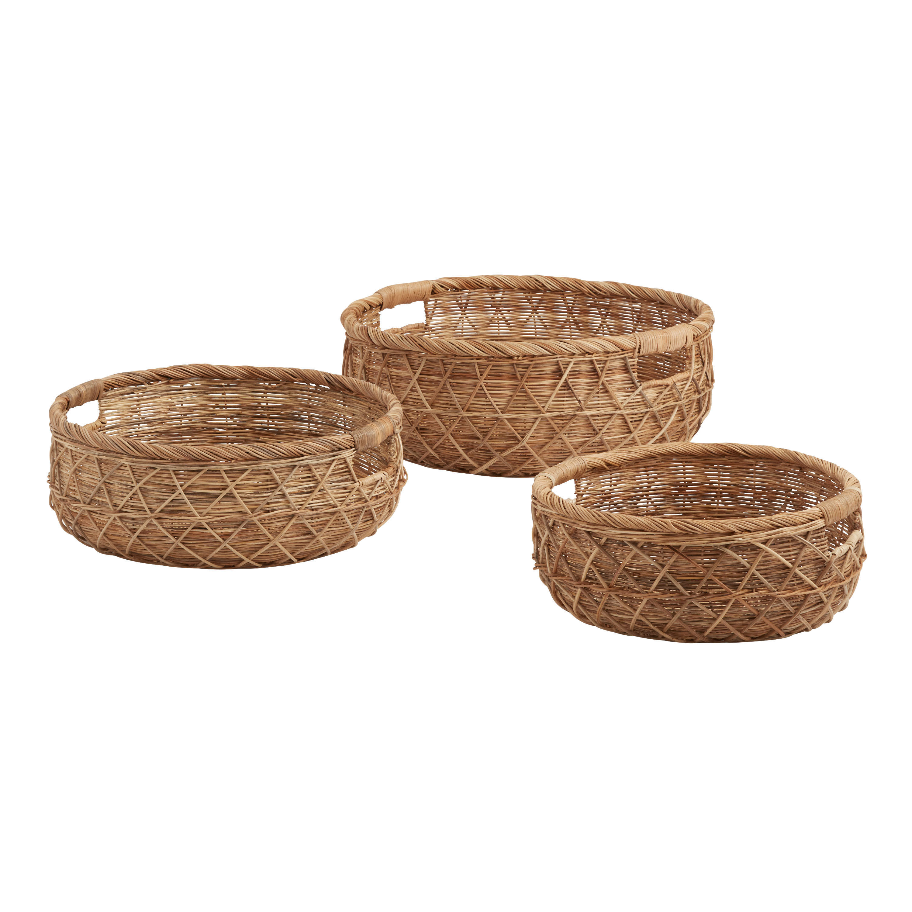 Soren Round Wicker Low Profile Basket | World Market