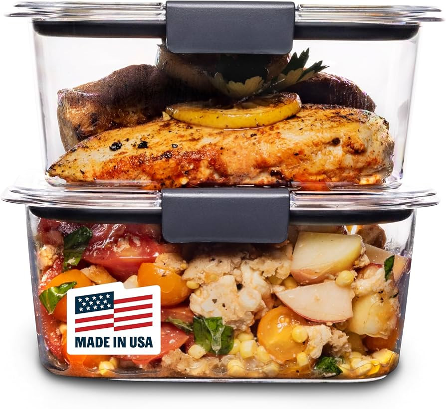 Rubbermaid Brilliance BPA-Free Food Storage Containers, Medium Deep, 4.7 Cup, 2-Pack, Airtight & ... | Amazon (US)
