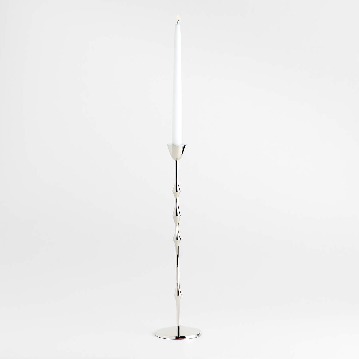 Beaded Medium Polished Chrome Taper Holder 14.5" + Reviews | Crate & Barrel | Crate & Barrel
