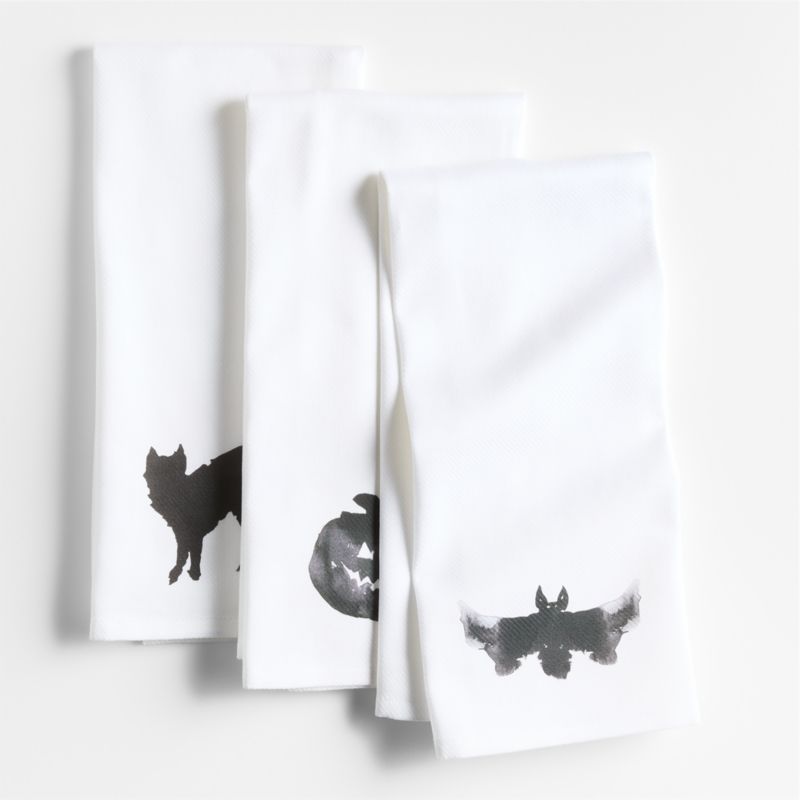 Halloween Organic Cotton Dish Towels, Set of 3 + Reviews | Crate & Barrel | Crate & Barrel