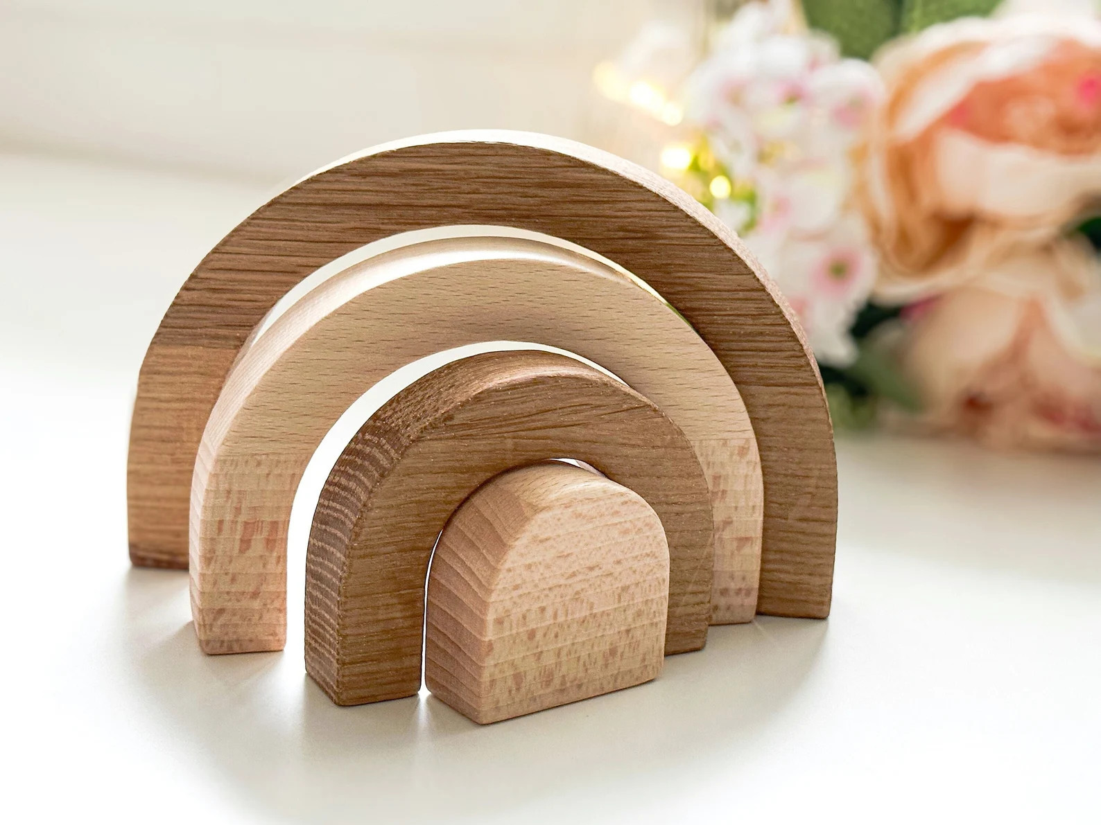 Wooden Rainbow Stacker: Neutral Nursery Shelf Decor - Etsy | Etsy (US)