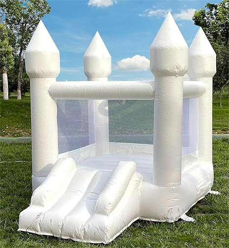 Bounce House 6FTx8FT White Bounce House with Slide 440W UL Air Blower Family Backyard Bouncy Cast... | Amazon (US)