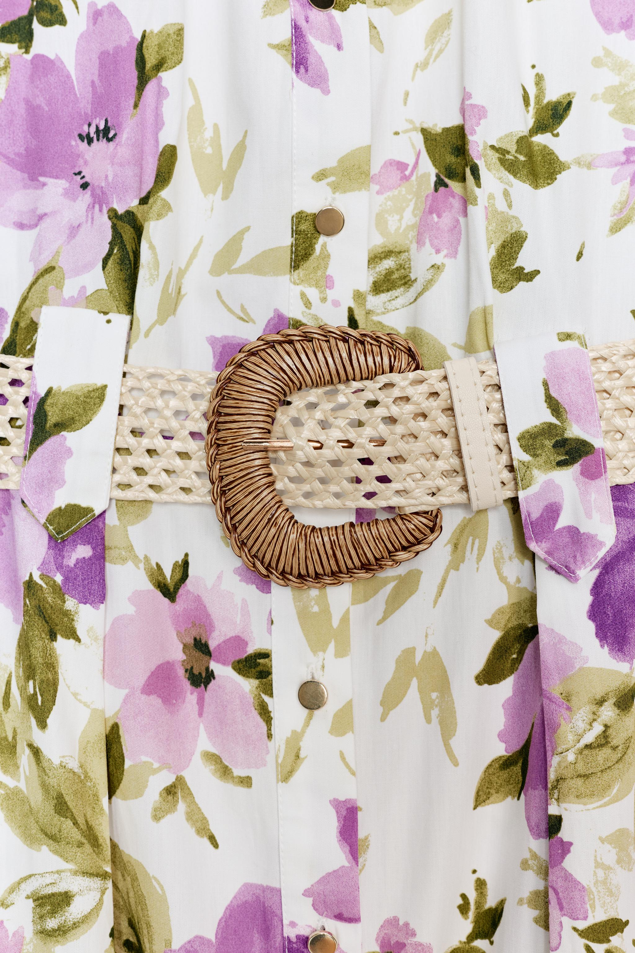 FLORAL PRINT BELTED MIDI DRESS | Zara US