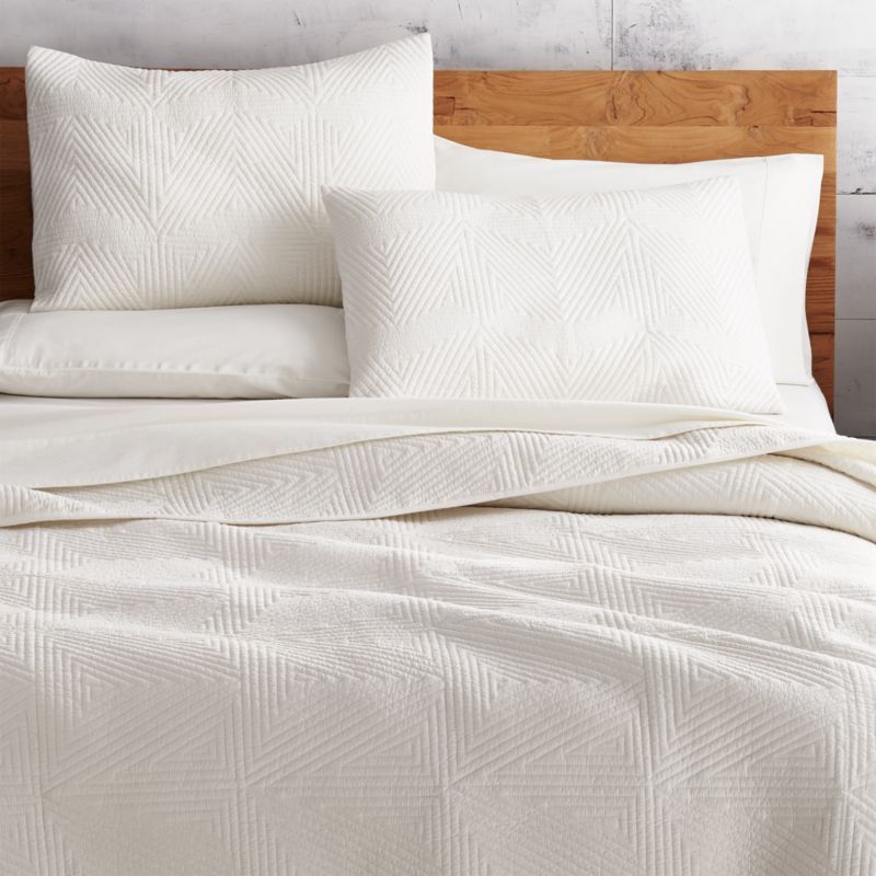 Triangle Ivory Coverlet and Pillow Shams | CB2 | CB2