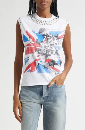 Alice + Olivia Micah Embellished Muscle Tank in Sex Pistols at Nordstrom Rack, Size Medium/large | Nordstrom Rack