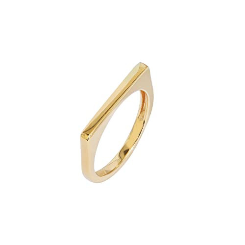Amazon Essentials 23K Gold Plated Sterling Silver Bar Ring Size 5, Yellow Gold | Amazon (US)