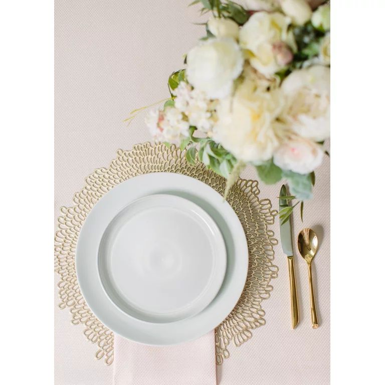 Mainstays Blossom Floral Pressed Vinyl 15.5" x 15.25" Round Table Placemat - Gold (1 pc) | Walmart (US)