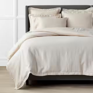 The Company Store Solid Washed Parchment Linen King Duvet Cover 50548D-K-PARCHMENT - The Home Dep... | The Home Depot