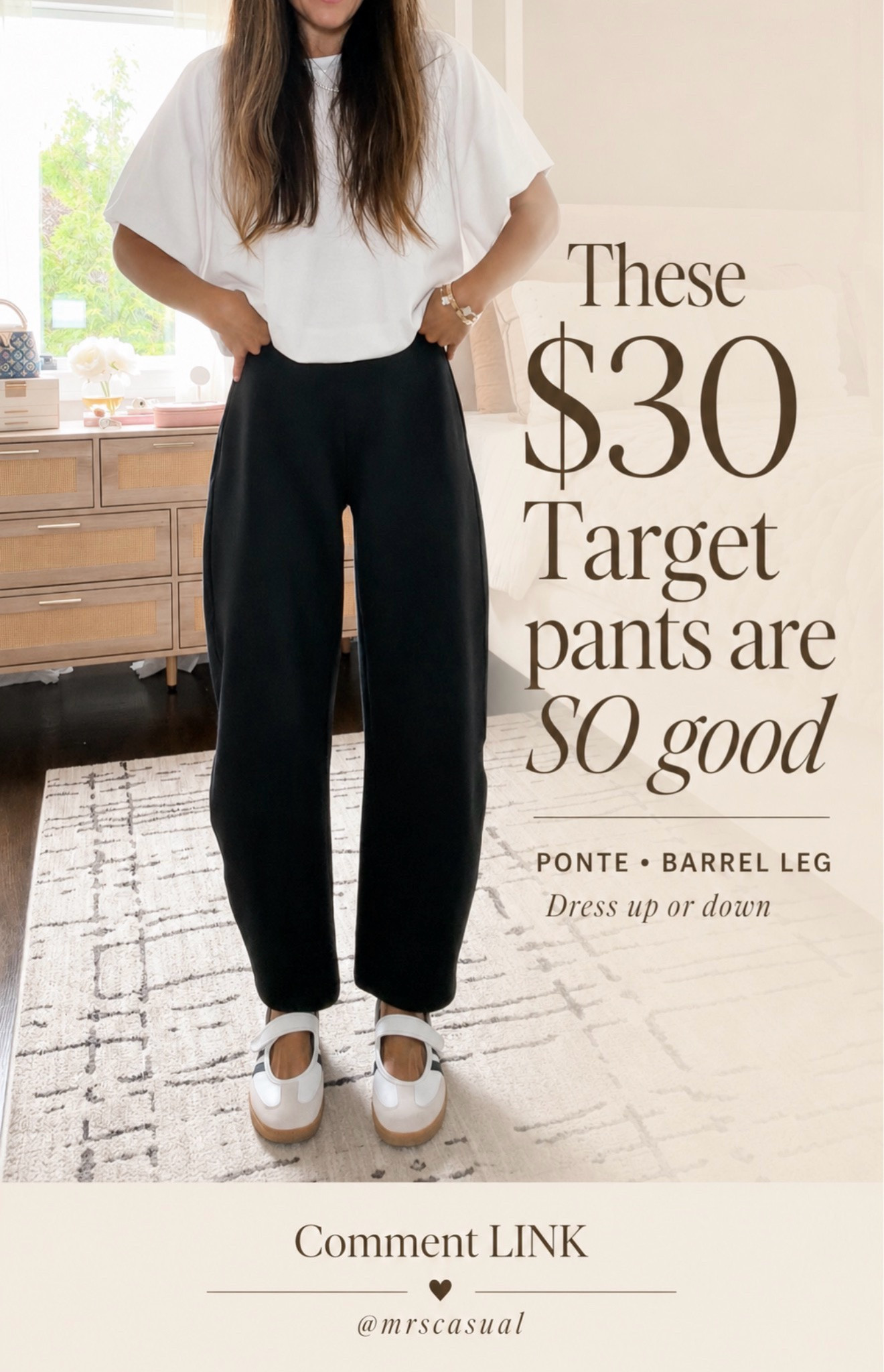 Target really nailed these $30 ponte barrel leg pants 🤎 So easy to dress up or keep casual with a tee and cute flats. These are GOOD.

Comment LINK and I’ll send you the details!

#LTKOver40 #LTKSeasonal #LTKmomlife