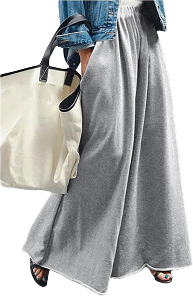 Women's Wide Leg Sweatpants High Elastic Waist Flowy Palazzo Pants Loose Baggy Pants Bottoms | Amazon (US)