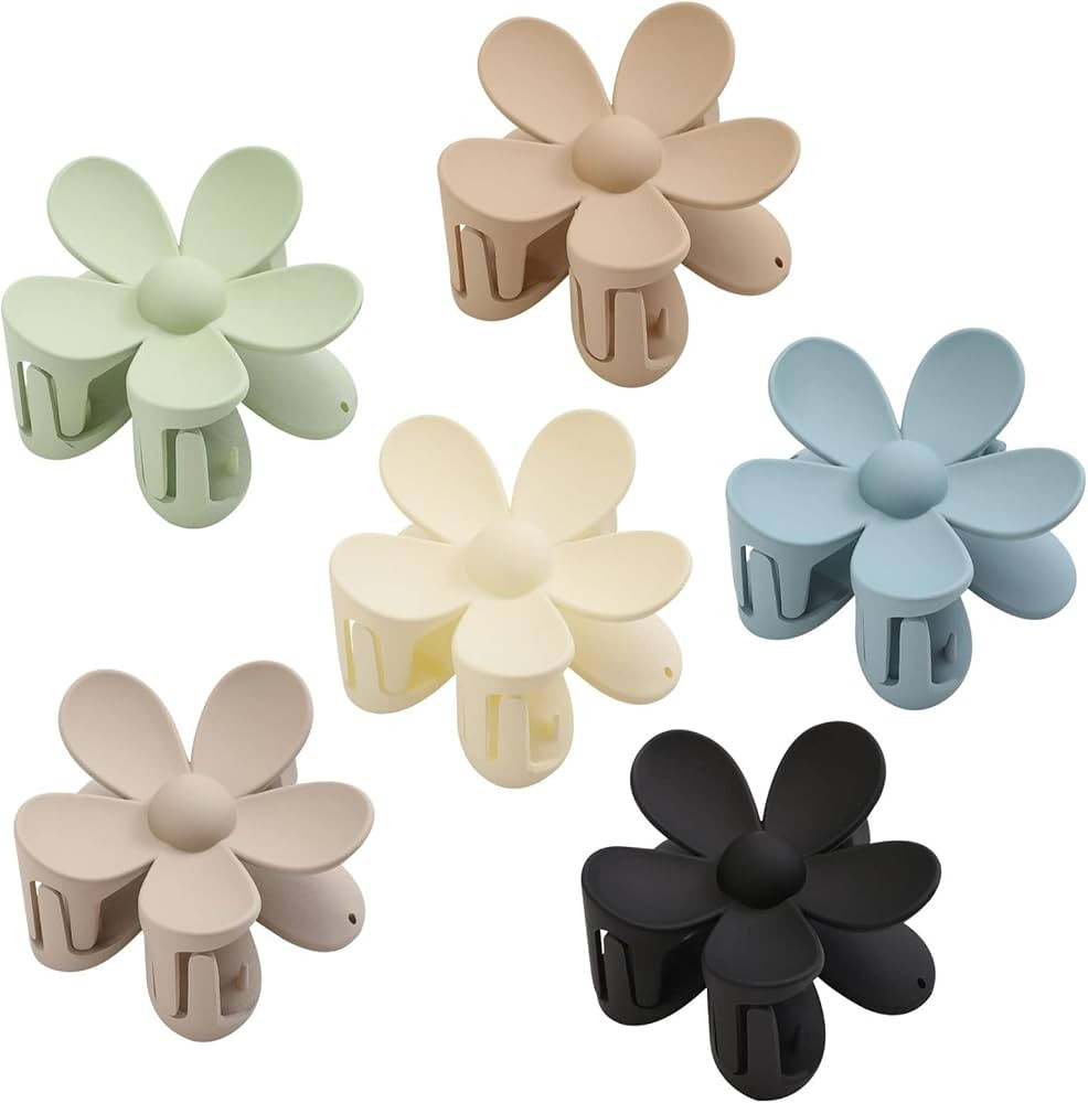 6PCS Matte Flower Hair Clips, Large Claw Clips for Women Thick Hair, Big Cute Dasiy Hair Clips, N... | Amazon (US)