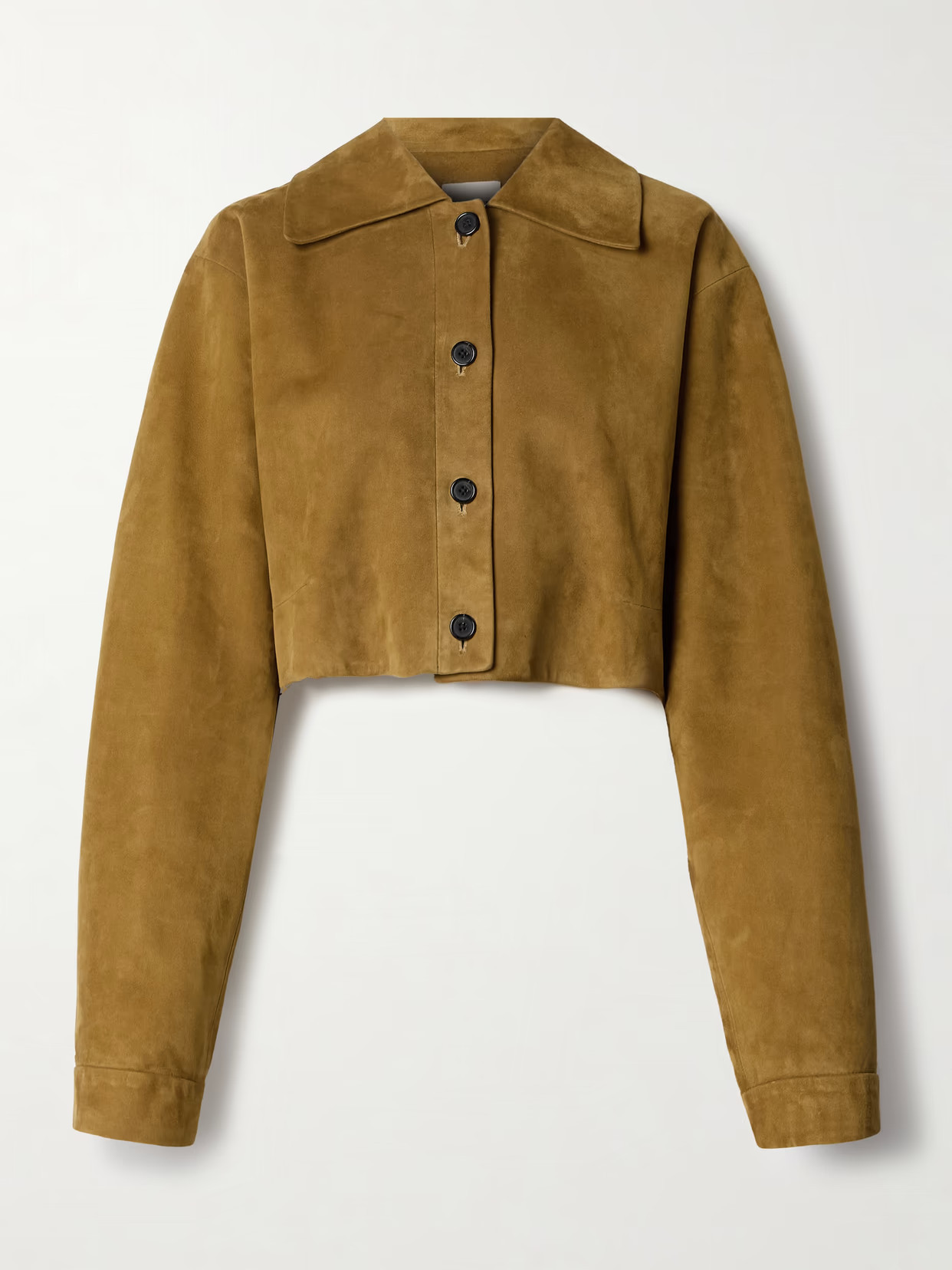 KHAITE - Sue Cropped Suede Jacket - Brown | NET-A-PORTER (US)