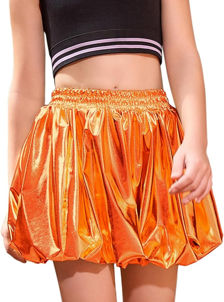 Perfashion Girls Bubble Skirt Metallic Puff Balloon Cute Mini Skorts Dance Outfits with Shorts 4-... | Amazon (US)