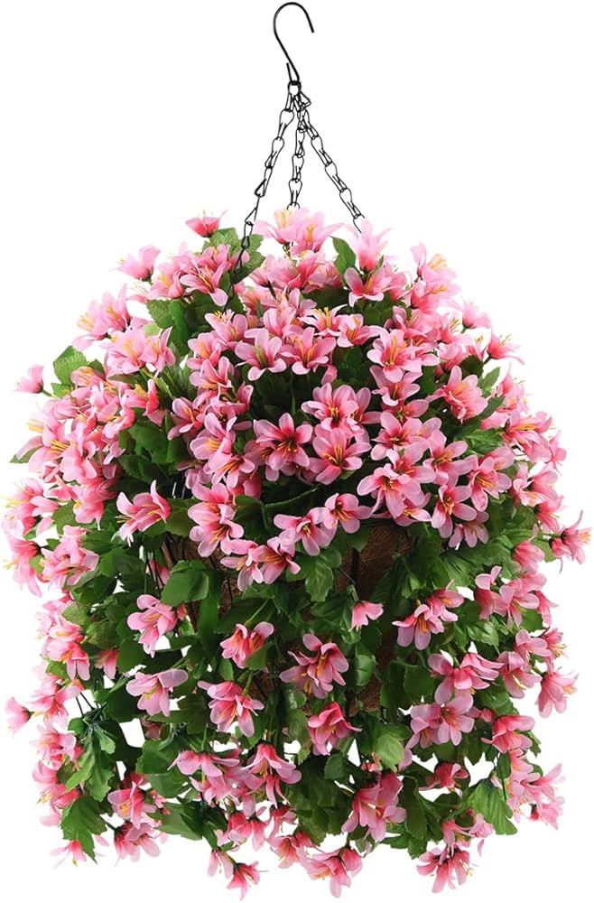 INQCMY Artificial Hanging Flowers in Basket for Spring Summer Patio Garden Decoration,UV Resistan... | Amazon (US)
