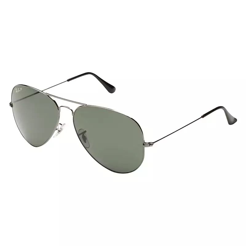 Ray-Ban RB3025 Polarised Aviator Sunglasses, Gunmetal/Dark Green | John Lewis UK