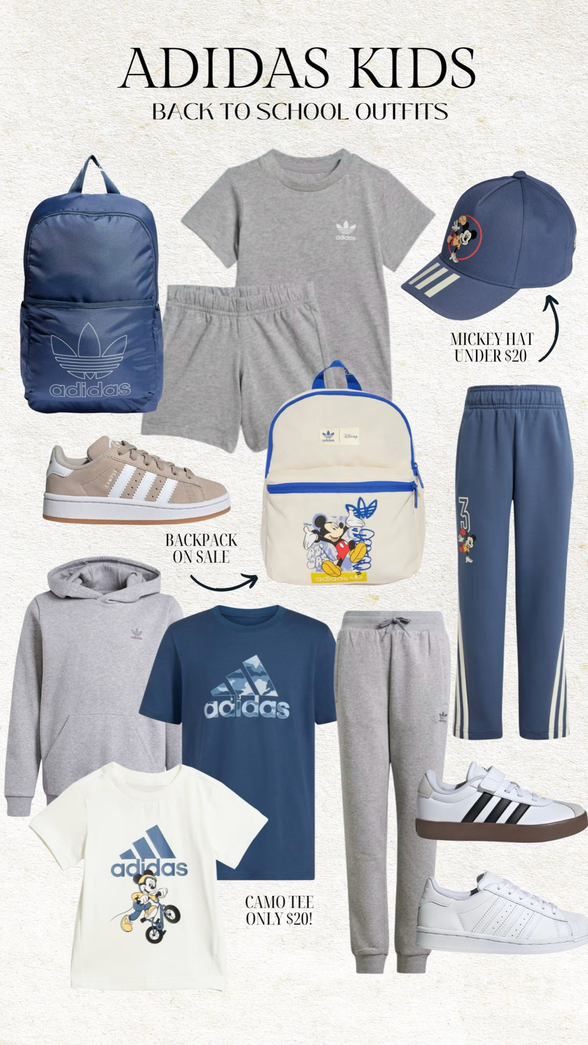 Adidas kids back to school outfits - love the Mickey outfits, perfect for a fall trip to Disneyland too! 

Adidas kids, boys outfits, boys school clothes, little boy outfit, gray sweatshirt, boys backpack, disney adidas, Mickey adidas, mickey adidas hat, soccer outfit, elementary boys outfit, boys sneakers, boys school shoes, Christine Andrew 

#LTKKids #LTKStyleTip #LTKBacktoSchool