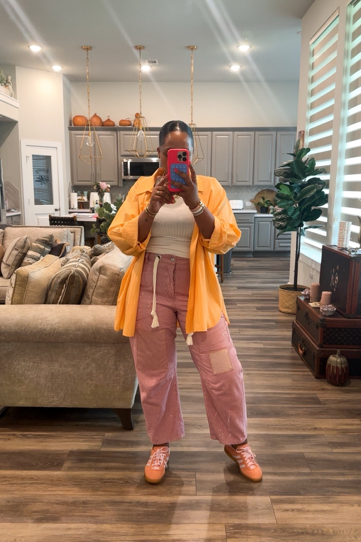 
Jeans-  tts 29 
Tank-  medium 
Button down-  medium 
Sneakers-  size down 1/2 

Vacation outfit - vacation - outfit - ootd - spring outfit - summer outfit - jeans - button down - colorful outfit - summer style- adidas - sneakers -  #ltkstyletip #ltkfindsunder50 #ltkshoecrush            