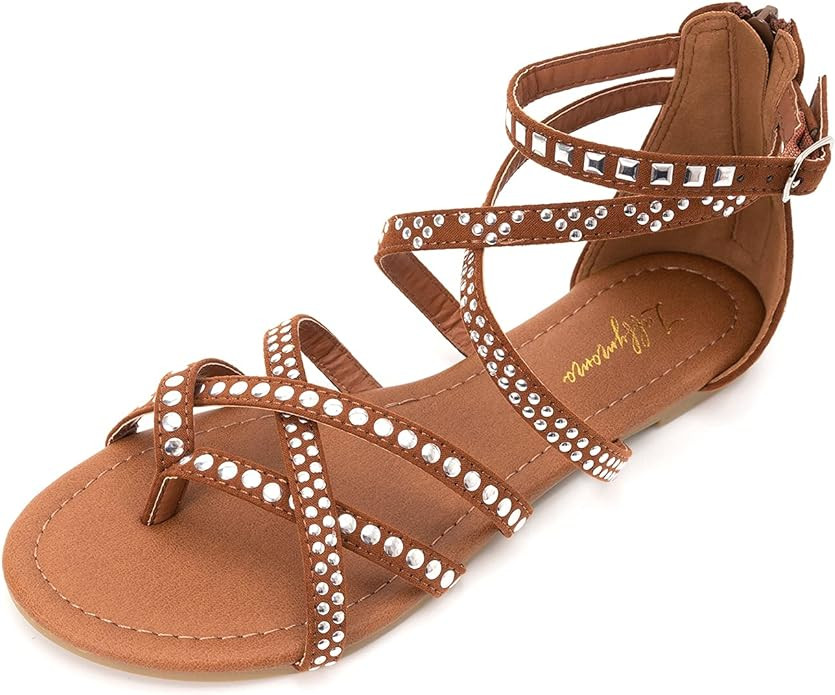 Luffymomo Women's Gladiator Strap Sandals Flat Fisherman Thong Cross Strappy Sandals | Amazon (US)