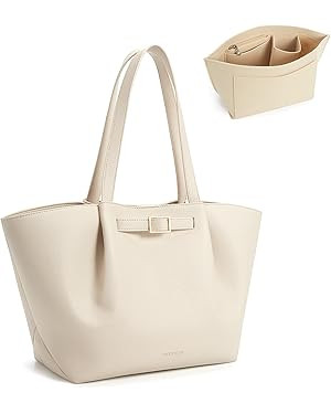 Missnine Large Work Tote Bag for Women with Felt Organizer Insert, Designer Handbags Pu Leather W... | Amazon (US)