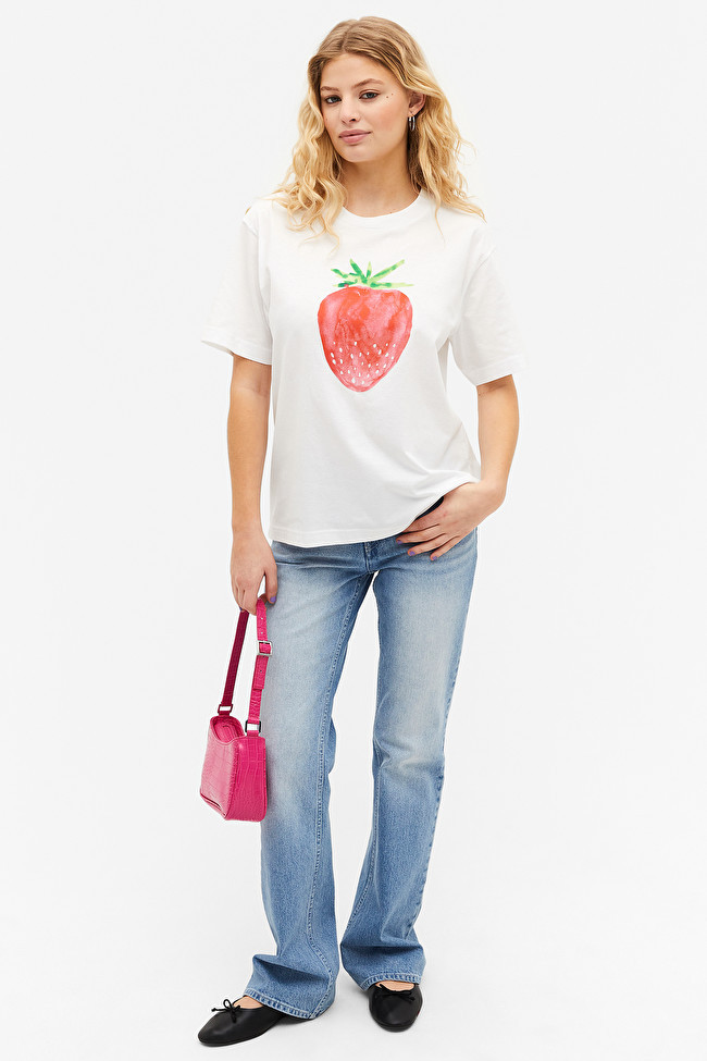 Cotton tee with strawberry print | Monki