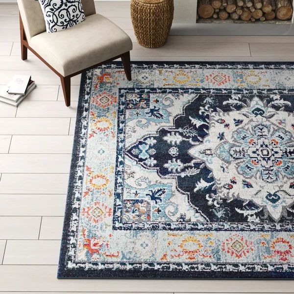 Osias Performance Blue/Beige/Orange Rug | Wayfair North America