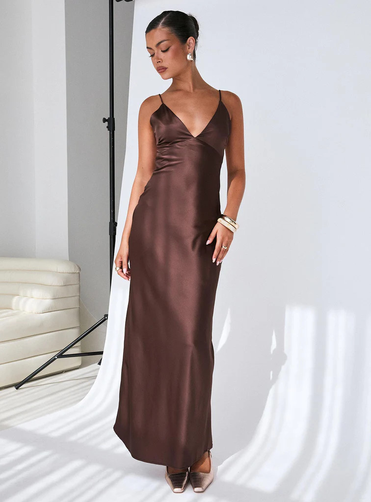 Angels Only Maxi Dress Chocolate | Princess Polly US