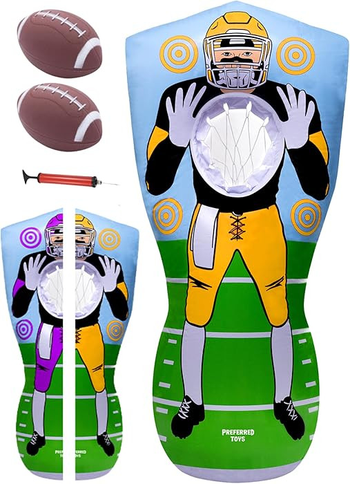 Inflatable Football Target - Double-Sided Toss Training Game with Mini Footballs - Fun Kids Throw... | Amazon (US)