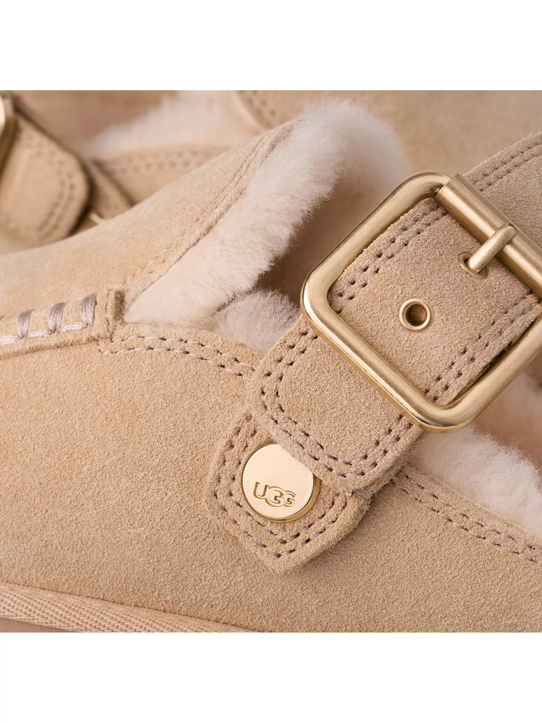Evelina Goldenstar Suede Clogs, Sand | John Lewis (UK)