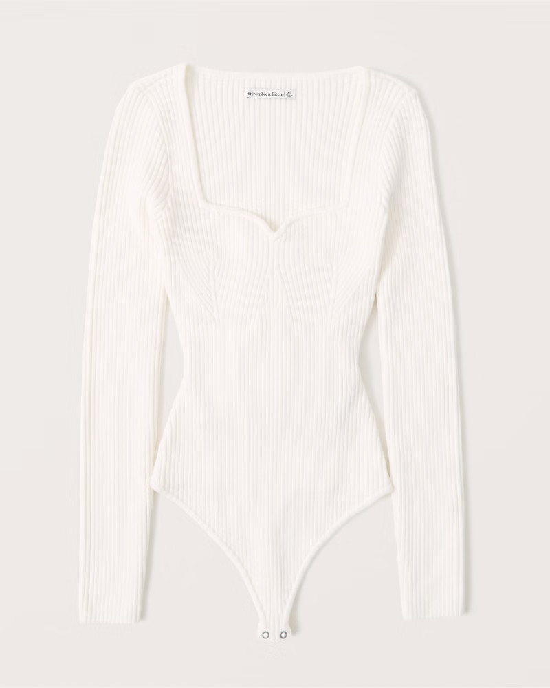 Long-Sleeve Sweetheart Sweater Bodysuit | Abercrombie & Fitch (US)