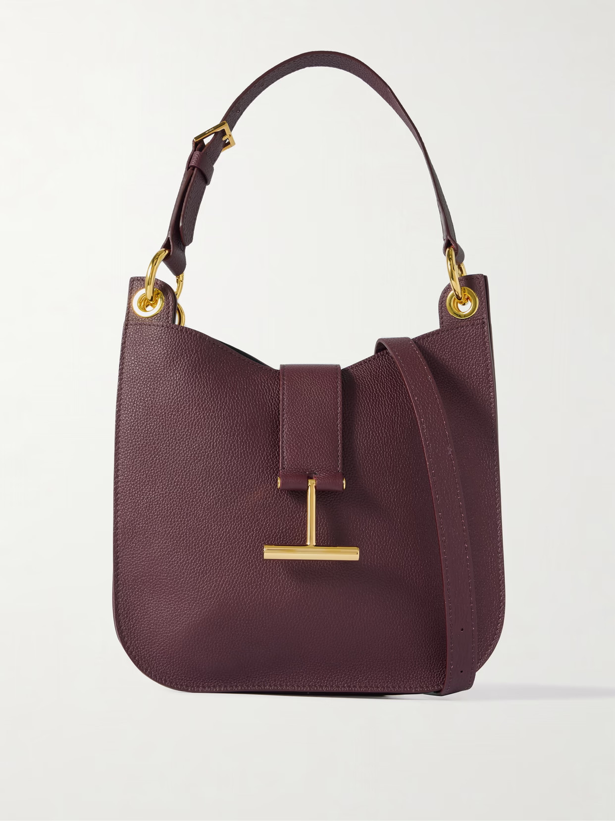 TOM FORD - Tara Small Textured-leather Shoulder Bag - Burgundy | NET-A-PORTER (US)