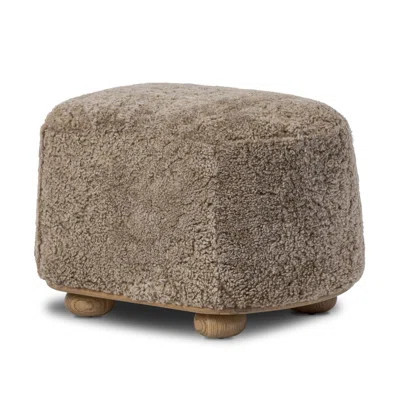 Bilbury Oval Ottoman-Taupe Shearling | Perigold