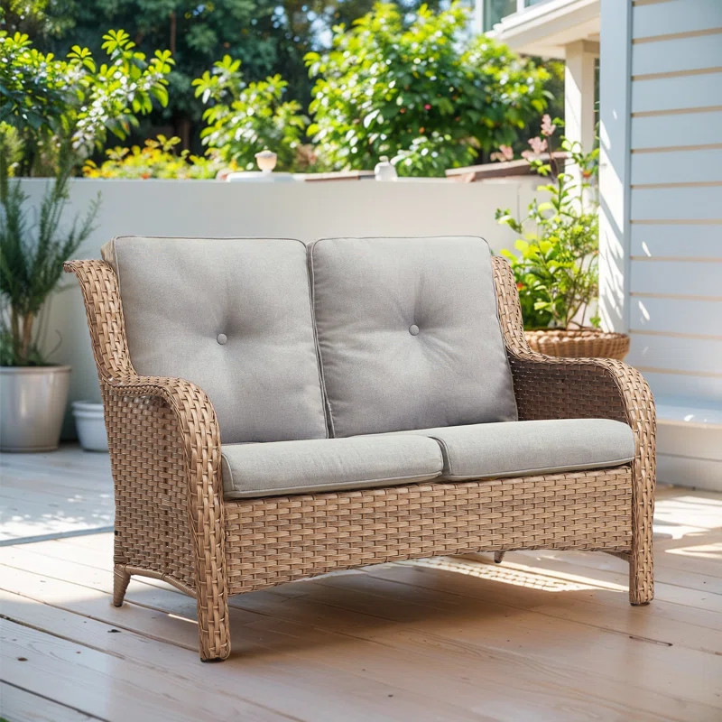 Ambarvale 53'' Polyethylene (PE) Wicker Outdoor Loveseat | Wayfair North America