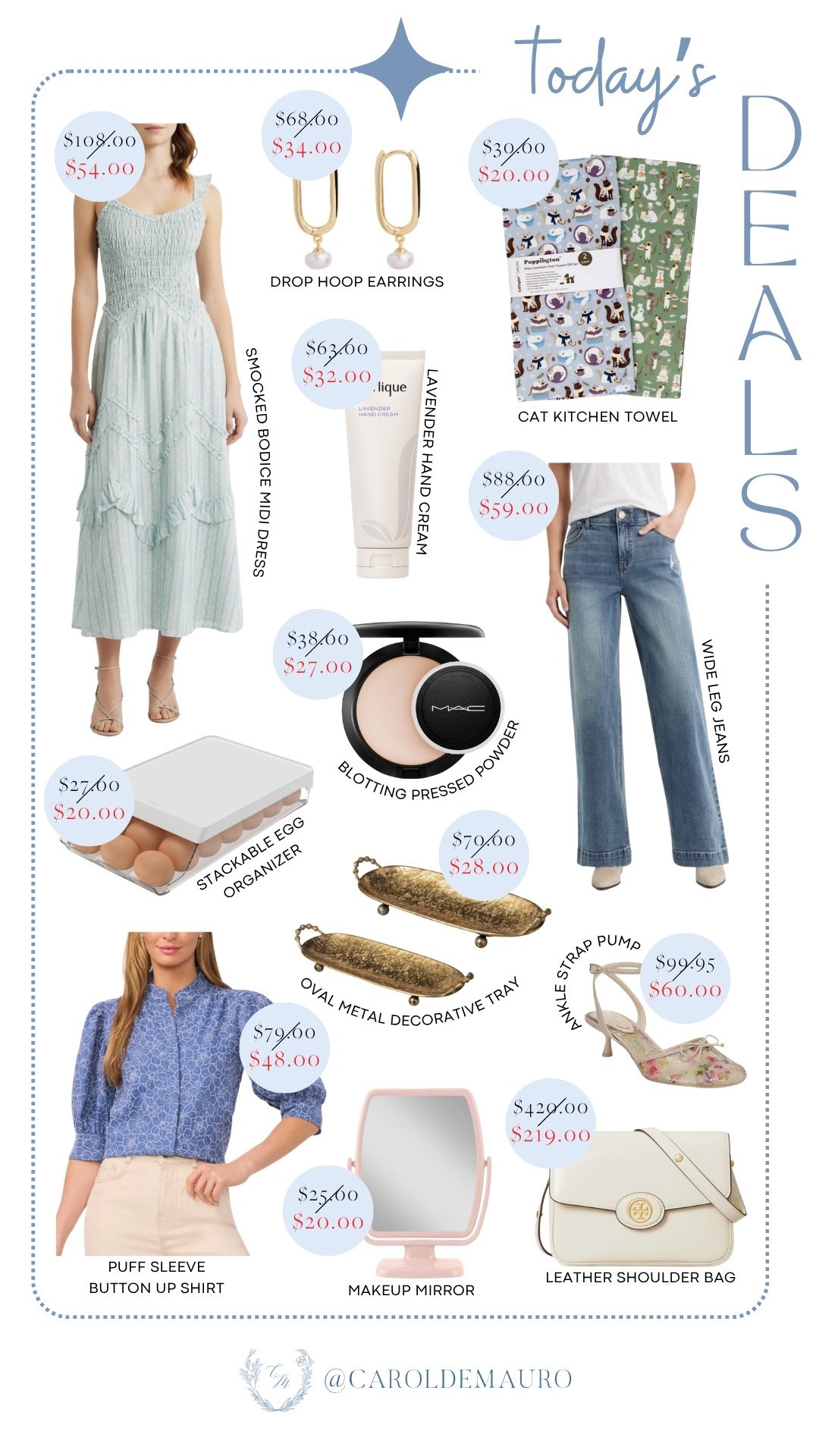 Your daily routine just got elevated with stylish finds: the smocked bodice midi dress, puff sleeve button-up shirt, and wide leg jeans. Complete your look with essential accessories like drop hoop earrings and MAC blotting pressed powder, and refresh your home with the oval metal decorative tray, stackable egg organizer, and lavender hand cream.

nordstrom finds, wardrobe basics, fashion inspo, vanity essentials, hostess gifts, trendy makeup, home decor, fashion accessories

#LTKSaleAlert #LTKBeauty #LTKootd