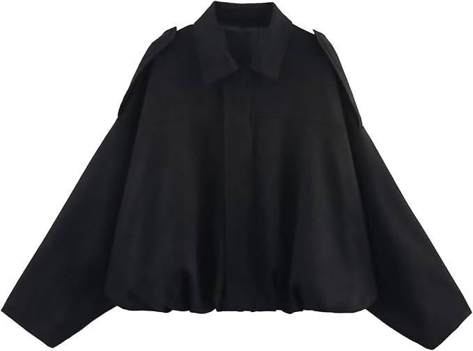 Womens Faux Suede Bomber Jacket Casual Lightweight Batwing Long Sleeve Oversized Coat Streetwear ... | Amazon (US)