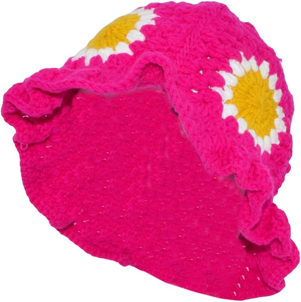 Floerns Women's Crochet Cherry Pattern Knit Casual Bucket Hat | Amazon (US)