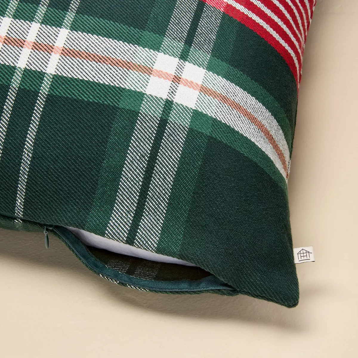 24"x24" Plaid Square Toss Pillow Red/Green - Hearth & Hand™ with Magnolia | Target