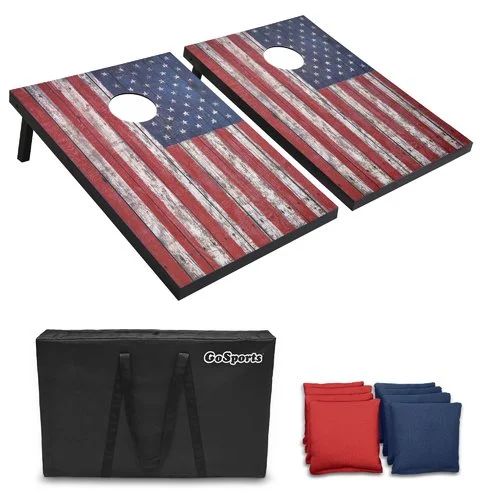GoSports American Flag Cornhole Set with Wood Plank Design - Includes Two 3' x 2' Boards, 8 Bean ... | Walmart (US)