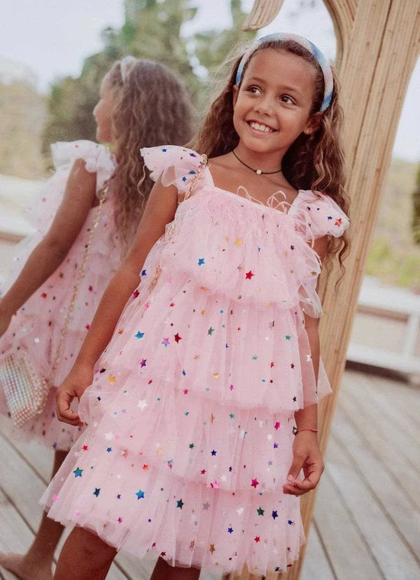 Feather Rainbow Stars Tulle Dress | Lola + The Boys