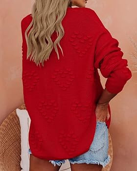Tutorutor Womens Cute Heart Love Print Valentine Sweater Tops Oversized Crew Neck Dot Ball Loose ... | Amazon (US)