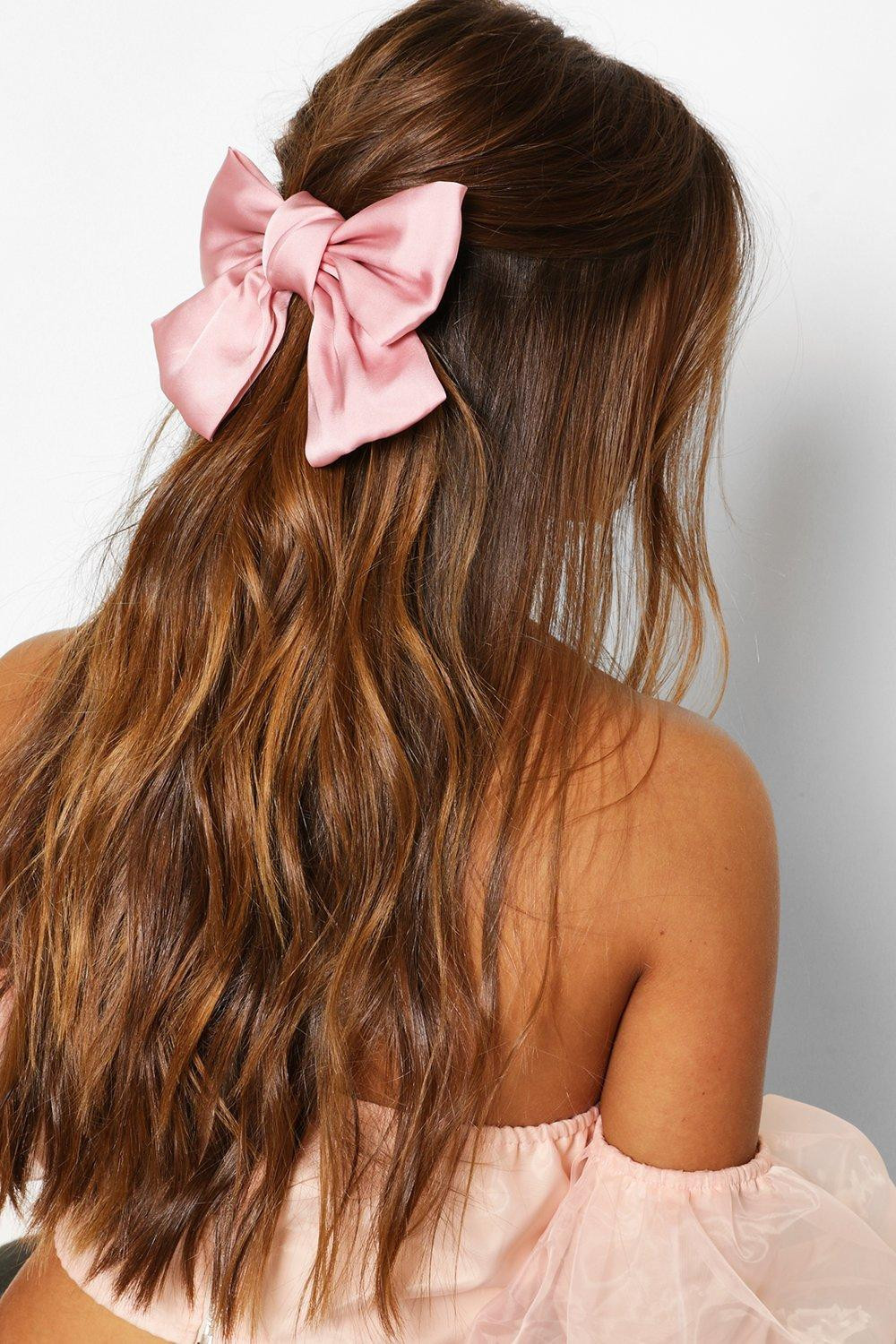 Womens Large Satin Bow - Pink - One Size | Boohoo.com (US & CA)