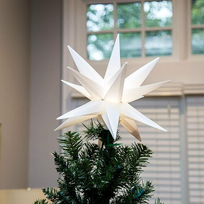 Elf Logic 12" LED Bright White Moravian Star Tree Topper. Beautiful, Easy to Assemble 3D Lighted ... | Amazon (US)
