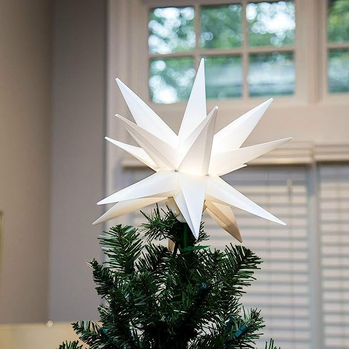 Elf Logic 12" Moravian Star Tree Topper - Easy Assembly. Beautiful Bright White 3D Lighted Christ... | Amazon (US)