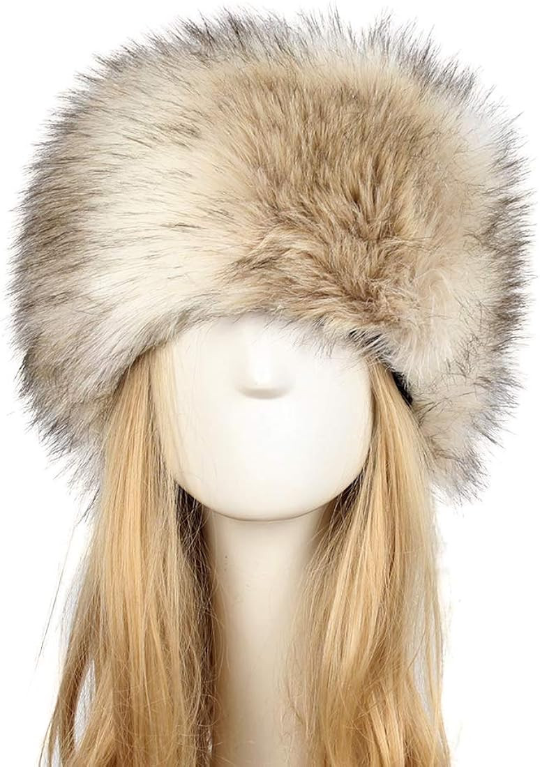 Old Dlrd Russian Hat,Winter Faux Fur Hats for Women,Warm Russian Cossack Style Hat for Ladies | Amazon (US)