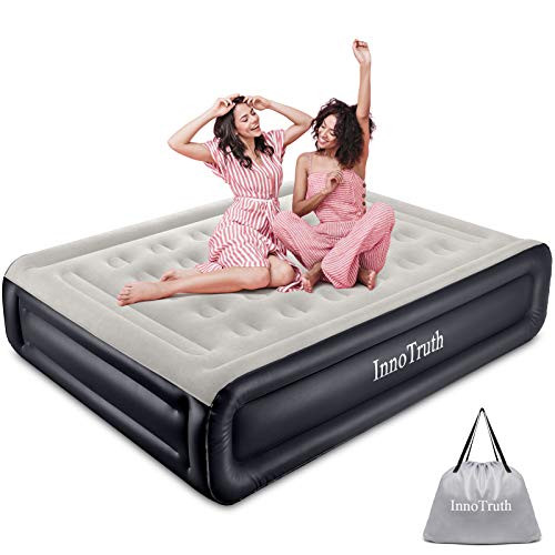 InnoTruth Queen Air Mattress with Built-in Pump, 18in Elevated Inflatable Mattress with Carrying Bag for Home and Camping, Queen Size Blow Up Bed, Black | Amazon (US)