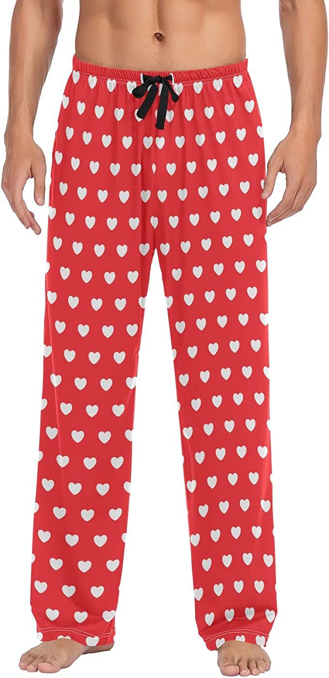 Valentines Day Hearts Pajama Pants Mens Lounge Pants Lightweight Men Pajama Bottoms with Drawstri... | Amazon (US)
